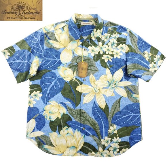 Tommy Bahama Other - Tommy Bahama Silk Camp Shirt Hawaiian Imperial Lotus Floral Men XL NWT